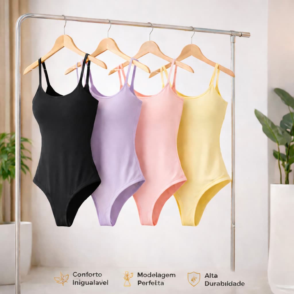 Body Regata Decote Quadrado Suplex Feminino Alça com Forro e Bojo Removível Moda Verão Praia 2026