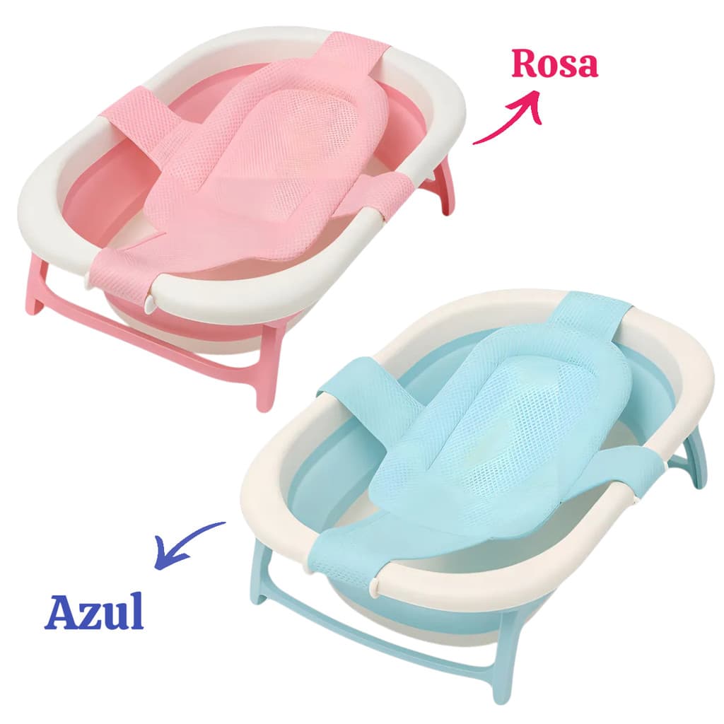 Banheira Infantil Bebê Dobrável Portátil Flexível Com Rede de Proteção Azul Rosa Crianças Banho 31L