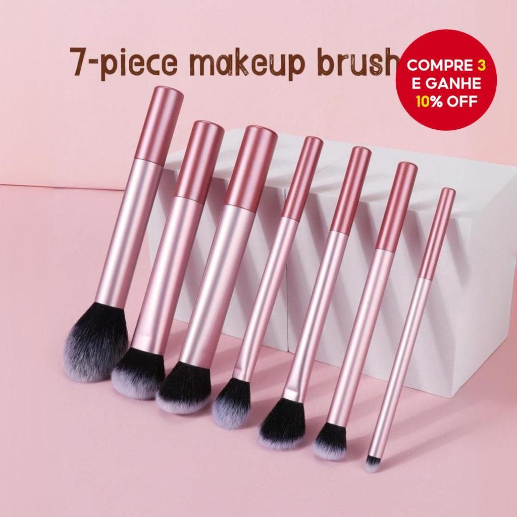 Conjunto Profissional De Pincéis De Maquiagem De 7 Peças , Blush , Pó Solto , Corretivo , Sombra , Completo De Presente