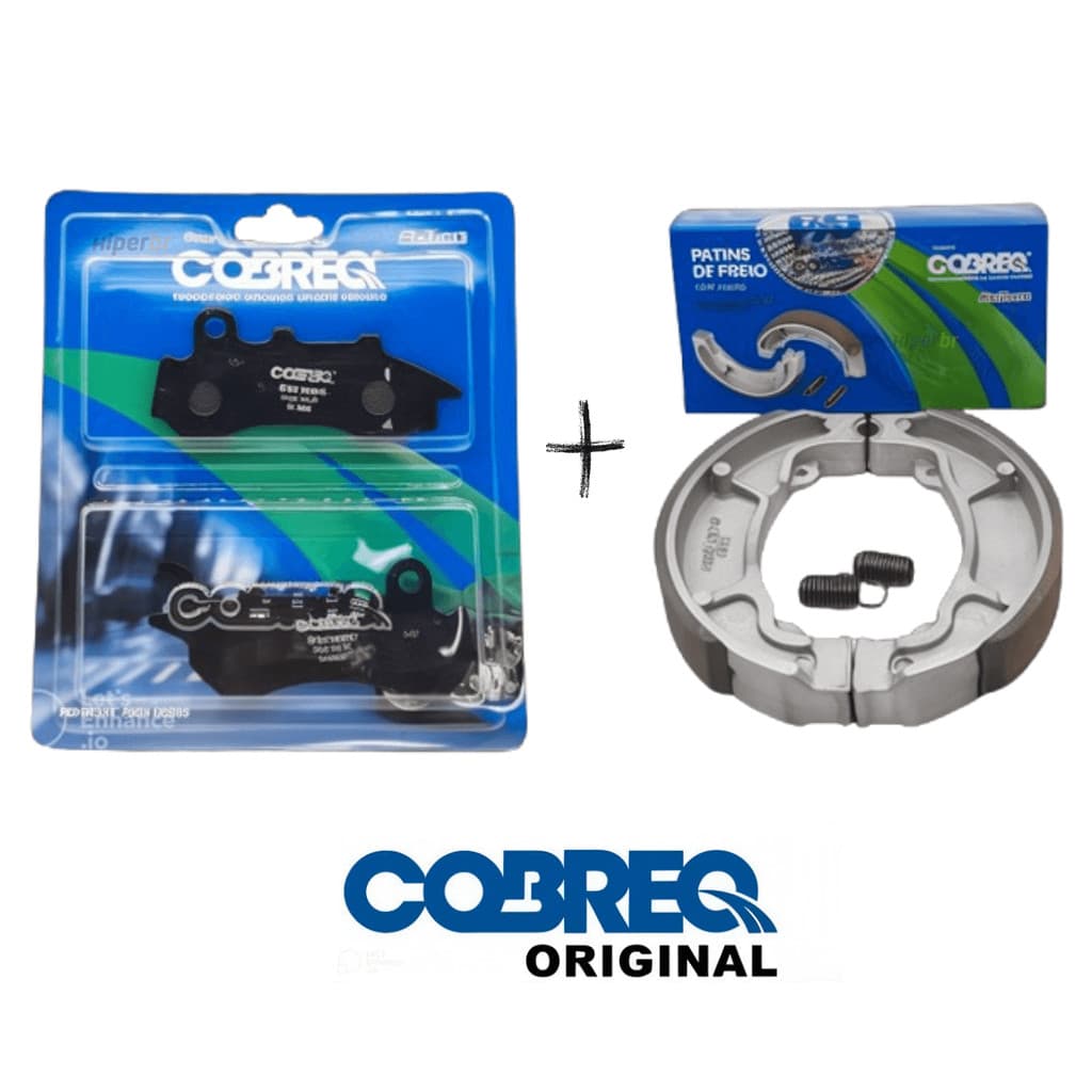 Kit Pastilha Dianteira + Lona de Freio Traseira Titan Fan Cargo 160CBS - Cobreq