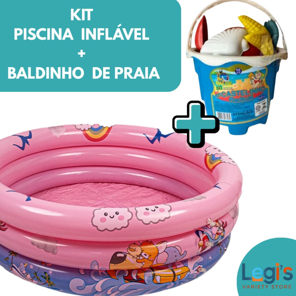 Kit Piscina Inflável + Baldinho Infantil –  Kit Verão Completo para Brincadeiras no Calor, Ideal para Presentear