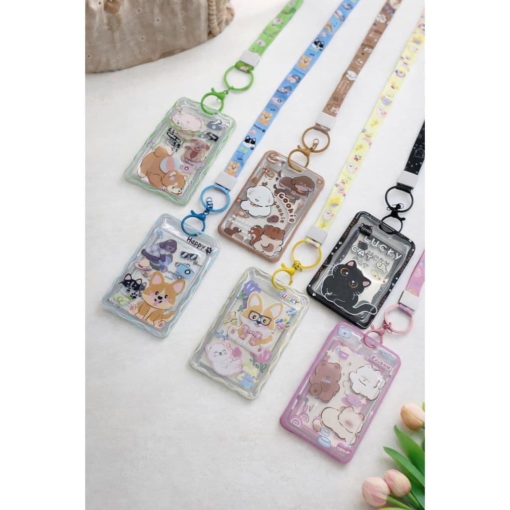 Porta Crachá  Fofo Com Capa Transparente Alça Cordão Longo Protetor  Rio Card
