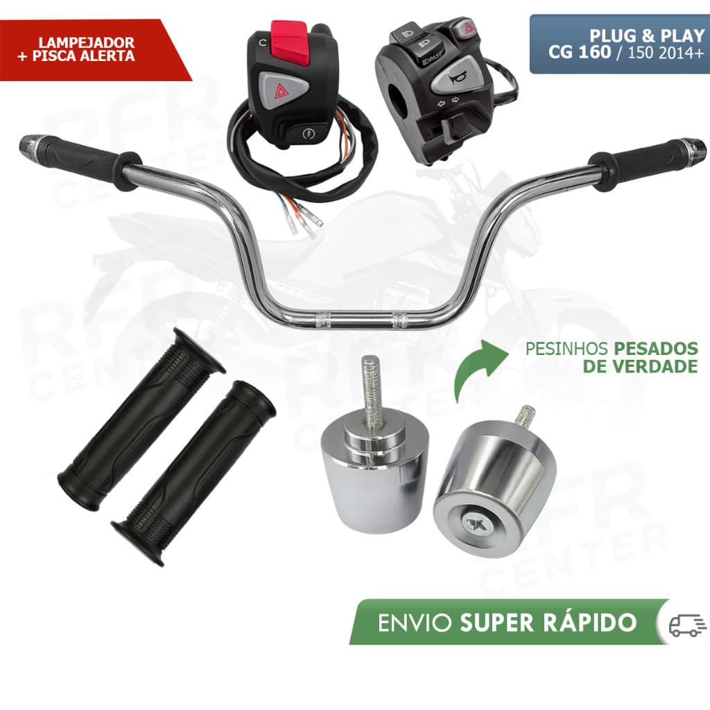 Kit Guidão Cargo Pesinhos Pcx Punho Cb 500 + Punho NC 750 Adaptado Para Titan 160 150 2014+