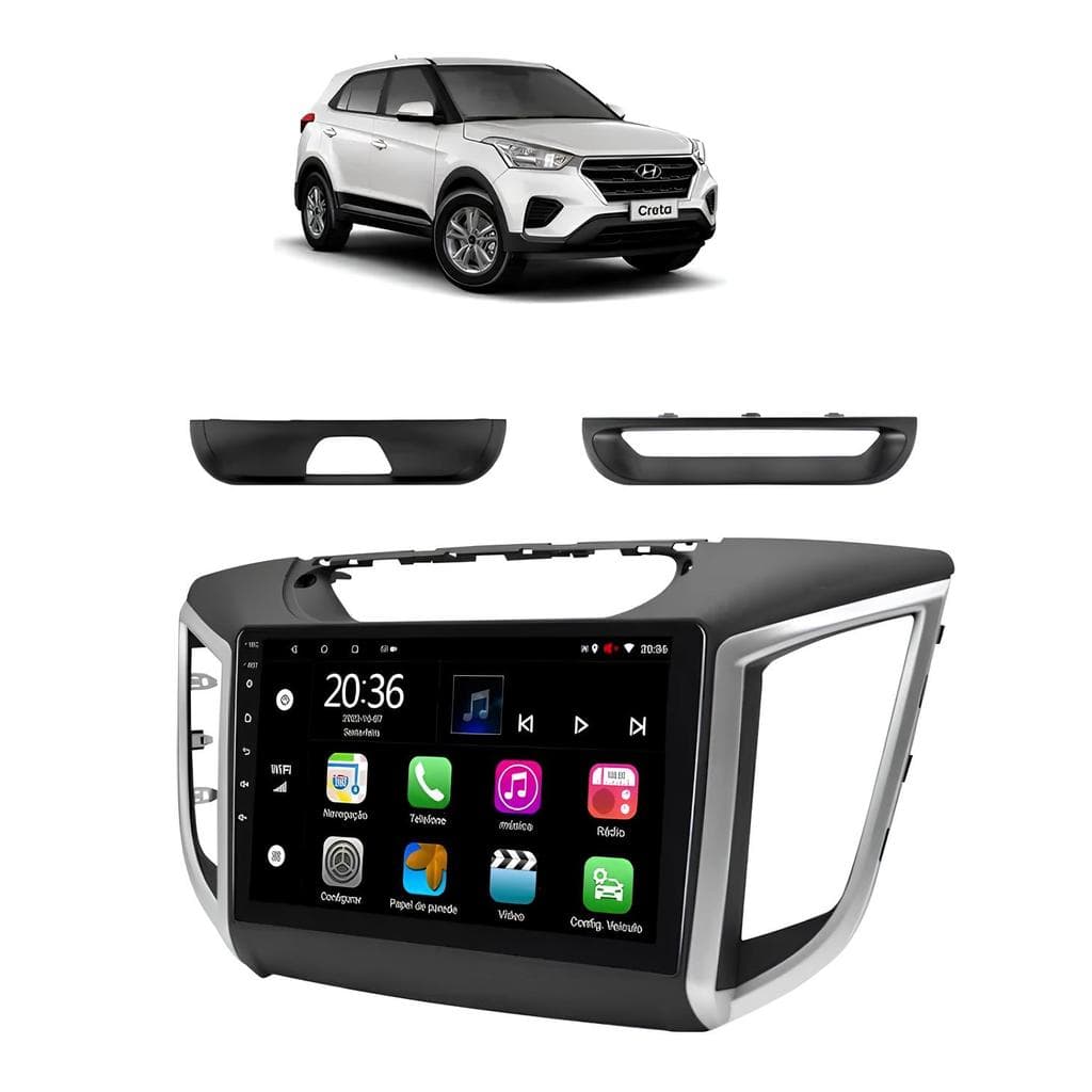 Kit Multimídia Creta 2017 / 2024 9 Pol Android Carplay 2/32GB - Roadstar 915BR