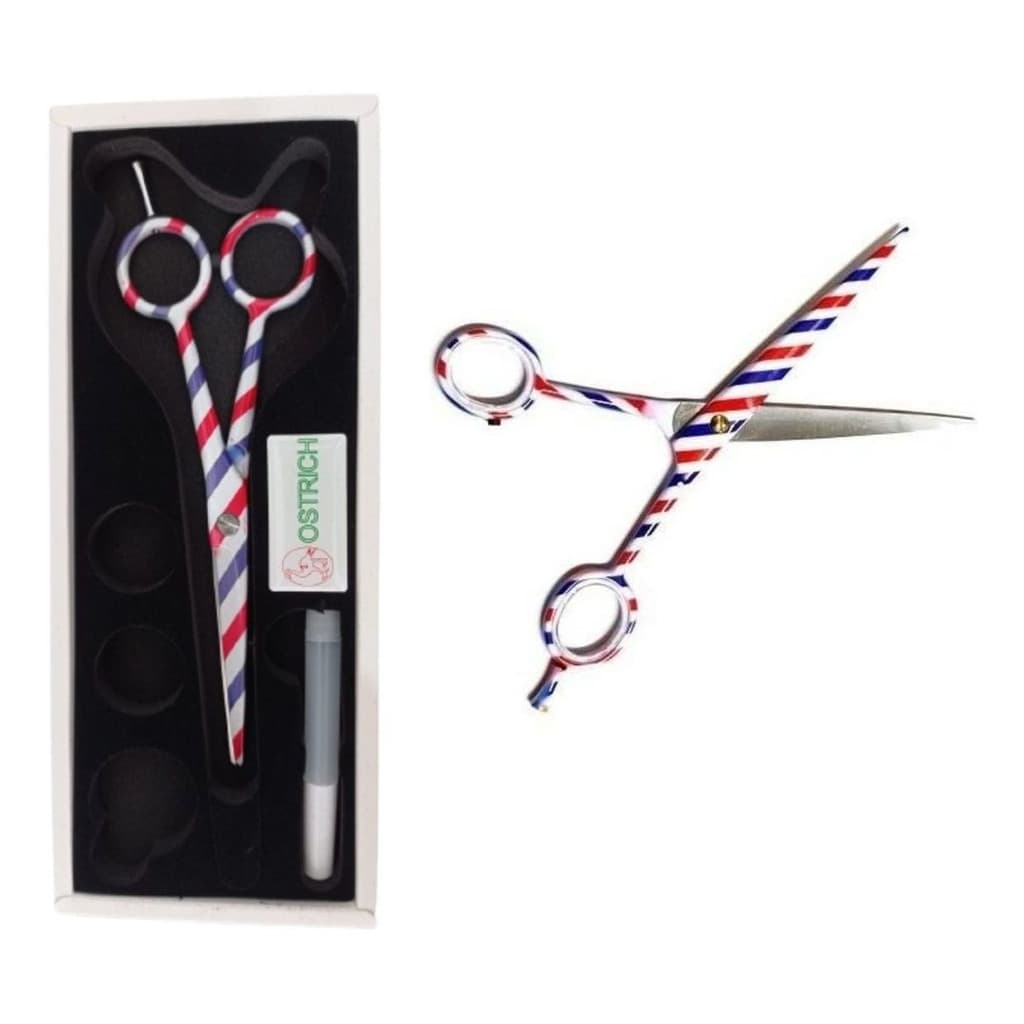 Tesoura Ostrich Fio Navalha Cabelo E Barba Prof 6.0 Oferta