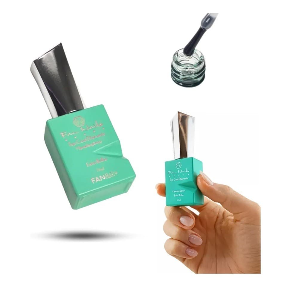 Top coat diamante UV fan nails HIPOALERGENICO - COM ANVISA