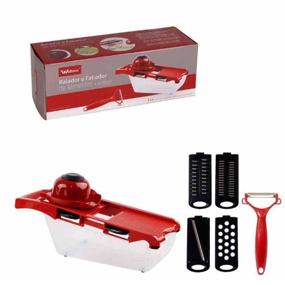 Kit Ralador Fatiador Legumes 8 Peças Multiuso Cozinha