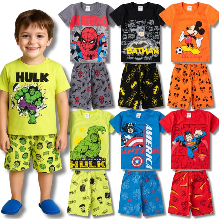 Kit 6 Peças Pijama Verão Masculino - 3 Conjuntos de Dormir Infantil Menino - Roupa Infantil