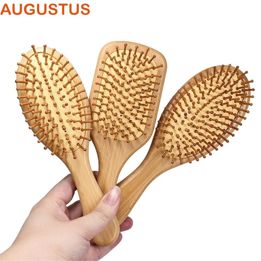 Pente AUGUSTUS , De Bambu Para Cuidados Com O Couro Cabeludo Perda De Cabelo , Escova Desembaraçadora Saudável Sem Nós
