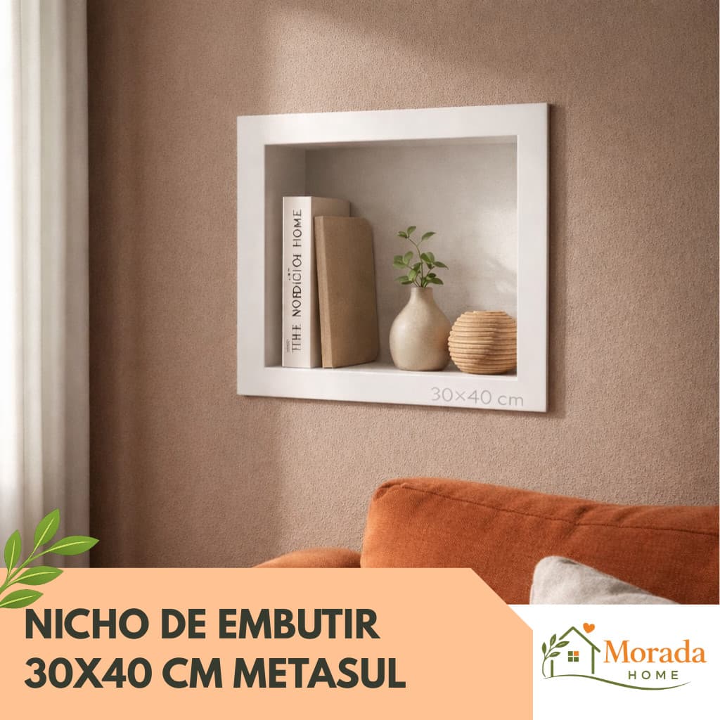 Nicho Parede Embutir 30x40cm Metasul Porta Shampoo Retangular Multiuso Banheiro Cozinha Lavanderia