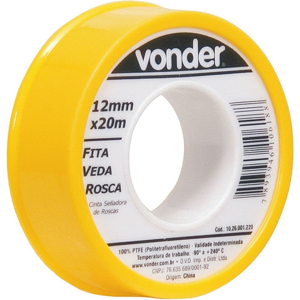 Fita Veda Rosca 12mmx20m Ptfe Teflon Vonder