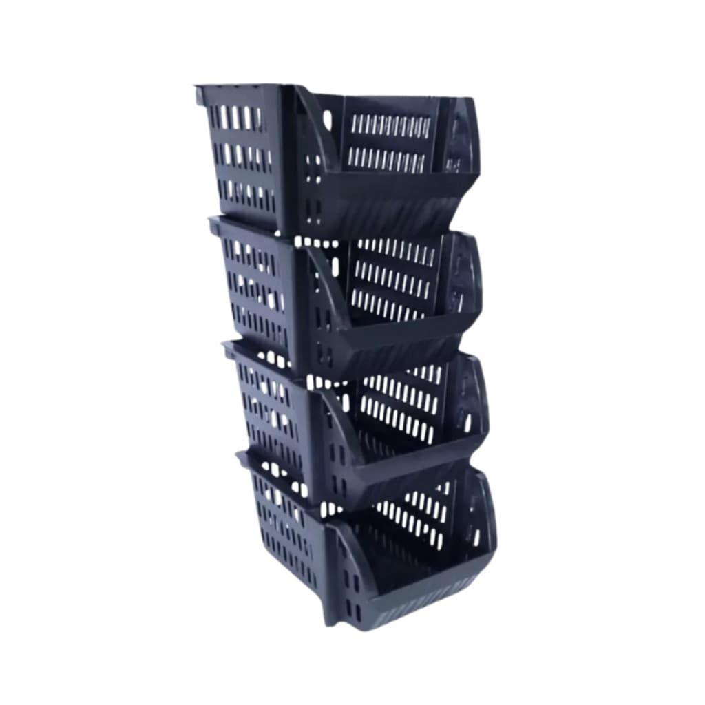 10 Caixa Bin Cesto Organizadora Mini Plástica Empilhável Preto OFERTA