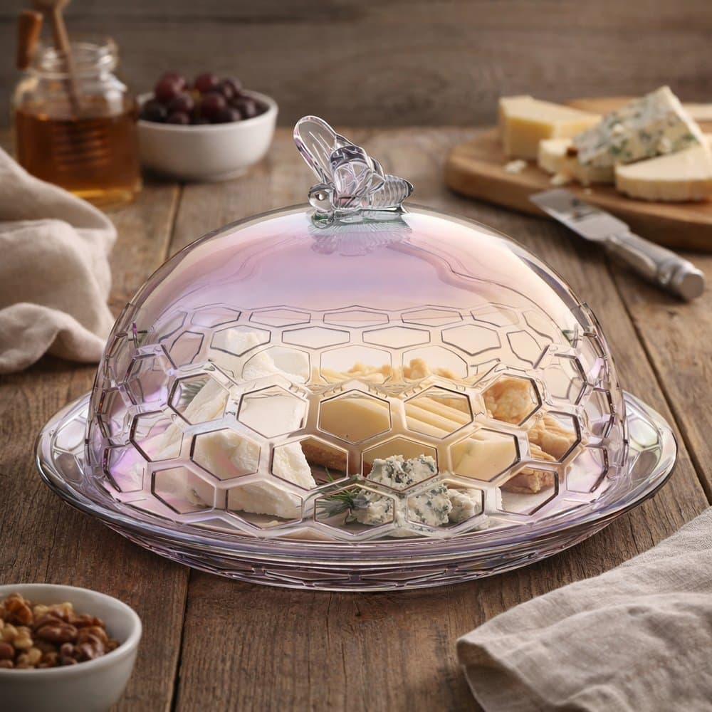 Queijeira de Vidro Furta-Cor Hauskraft Bee 20x13,5cm – Tampa e Base Elegantes