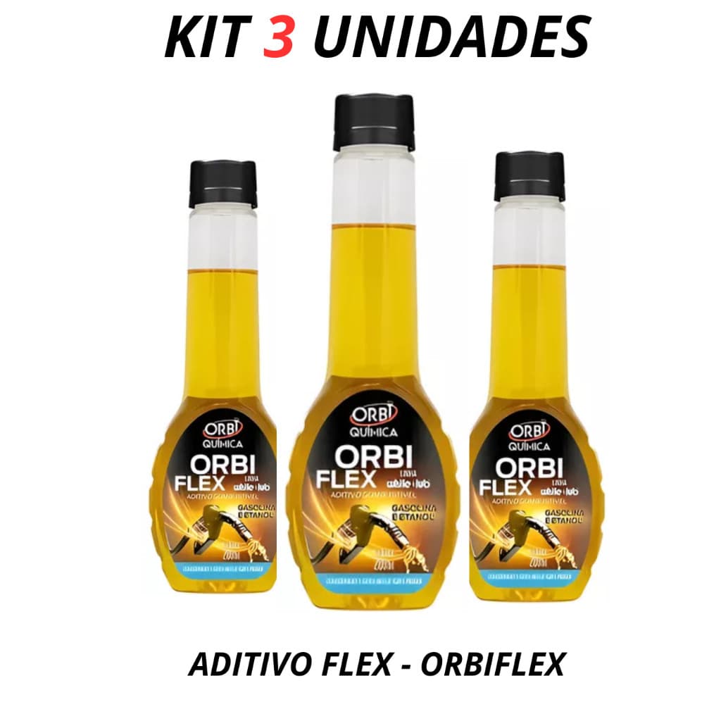 KIT 3 Aditivo Combustível Flex 200ml Limpa Bicos Injetores - ORBI-FLEX
