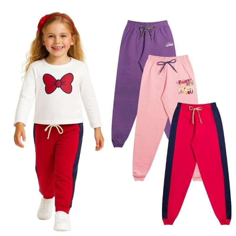 Kit 3 Calças Moletom Infantil Feminina - Calça Moletom Menina  Algodão Punho