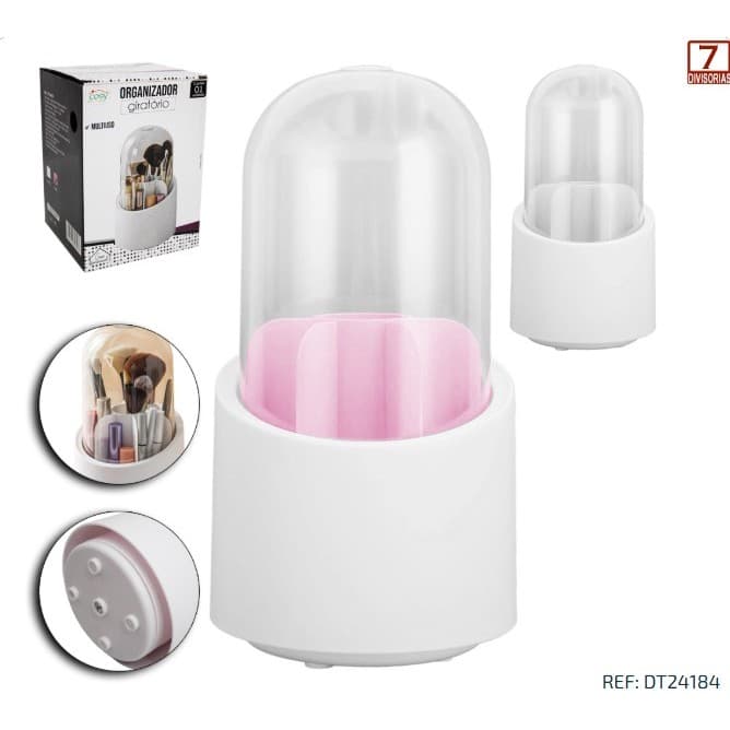 Organizador pincel make giratório 7 cavidades 15x12,5cm