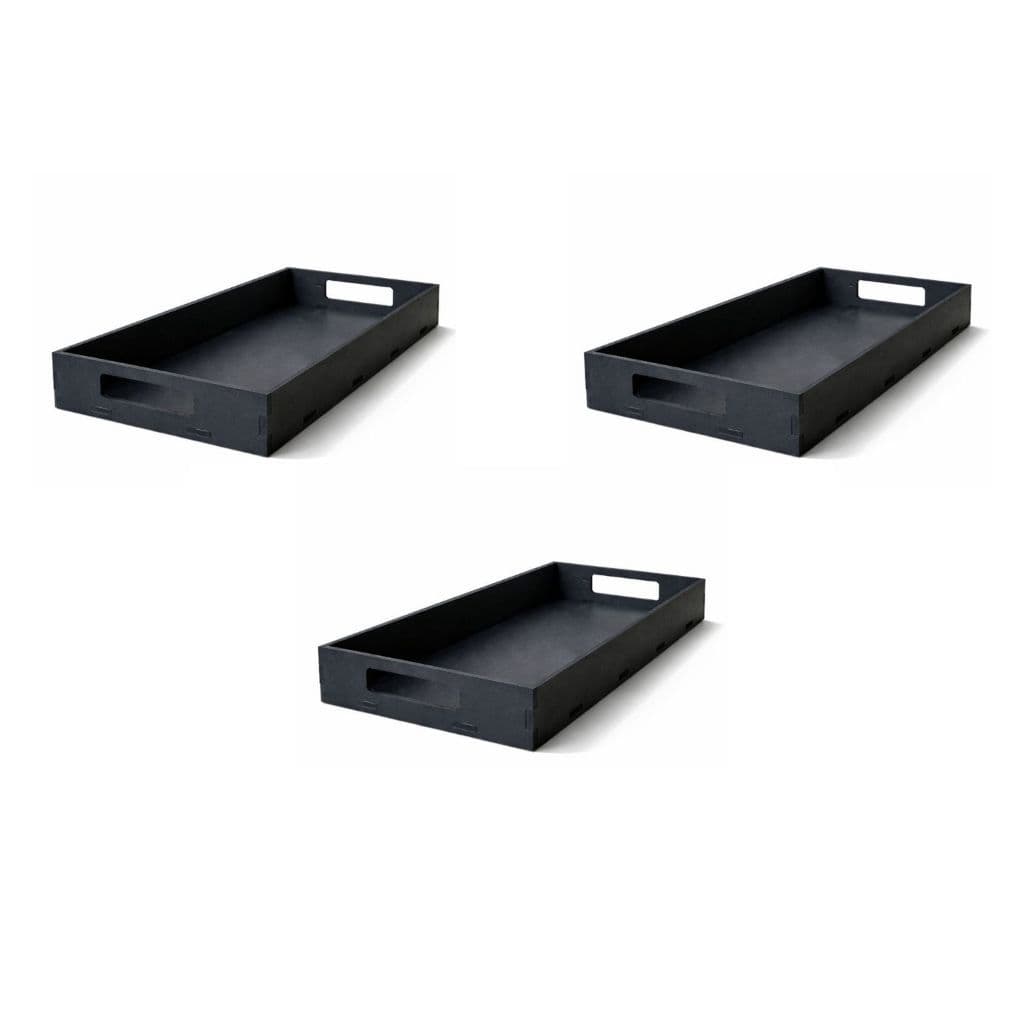 Kit 3 Bandeja Decorativa Preta com Alças – MDF Premium para Sala, Lavabo e Mesa | Organizadora Multiuso
