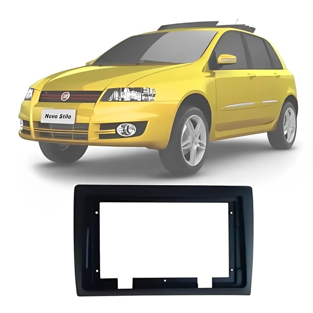 Moldura Painel 2 Din 9" Fiat Stilo 2003 a 2011 Preto Fosco