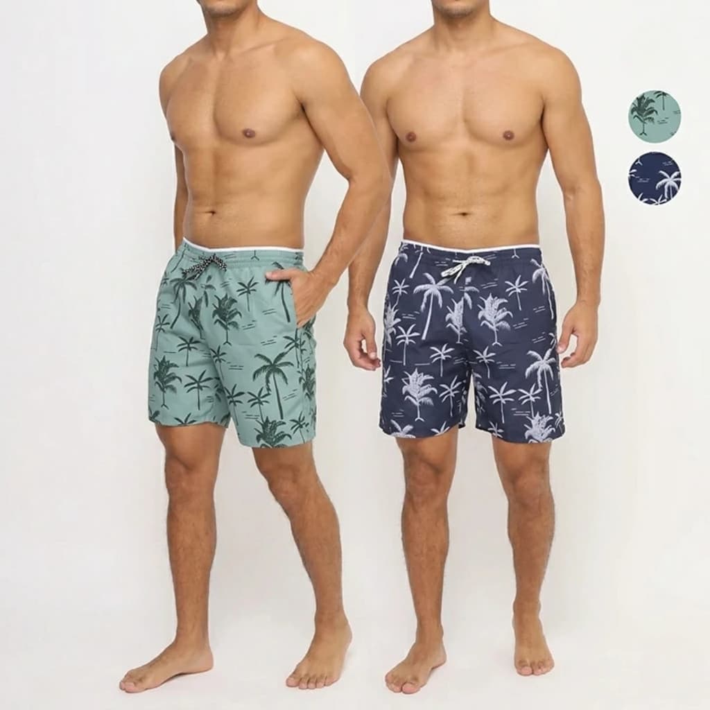 Kit 2 Short Tactel Coqueiro Masculino Moda Praia Confortável
