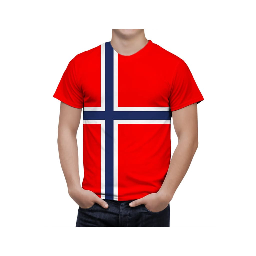 Camiseta Masculina Hipster Bandeira Da Noruega 3D Impressa Harajuku Manga Curta Camisetas Unissex Tops Casuais