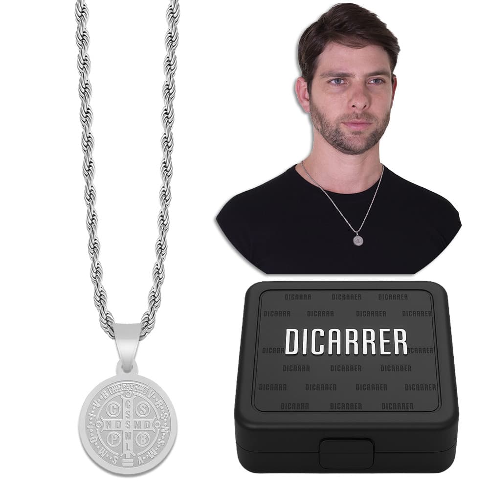 Corrente Cordão São Bento Aço Inox Prata RF-2 Colar Unissex