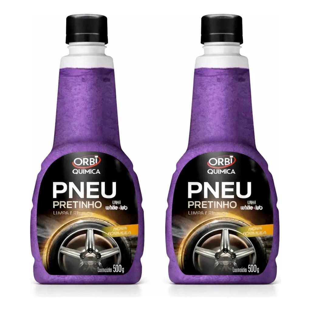 Kit 2 Orbi Pretinho 500ml Para Pneus Borrachas e Plásticos
