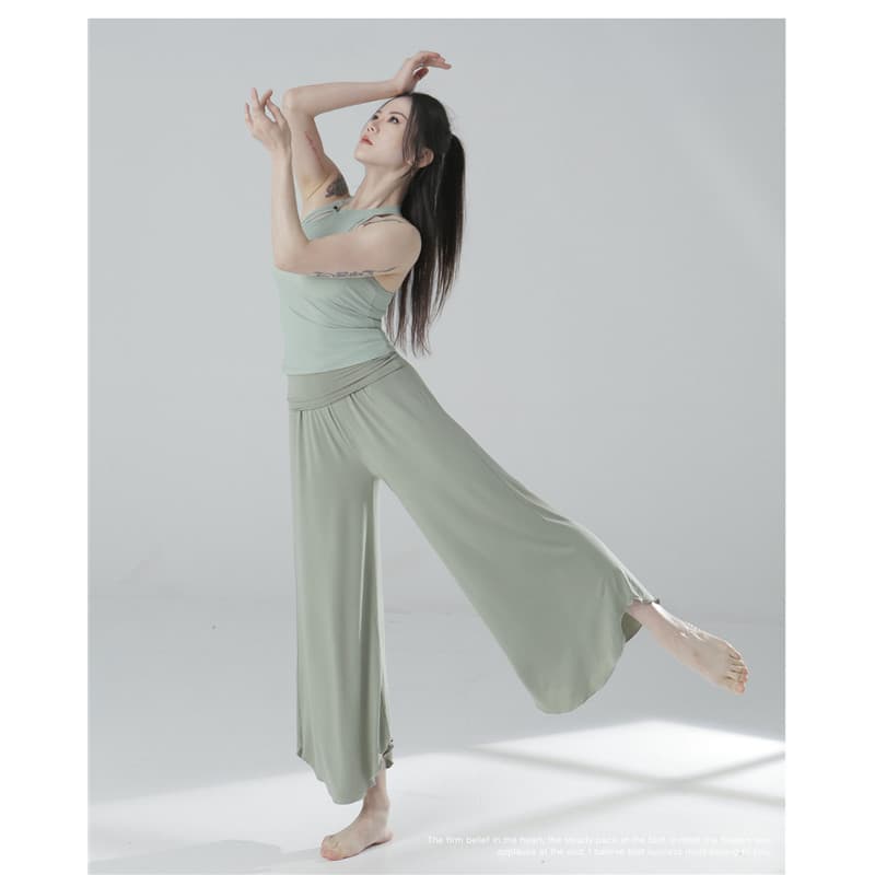Y Yoga dança calças de perna larga feminino dança clássica solta Casual esportes corpo Drape belas nádegas simples calça