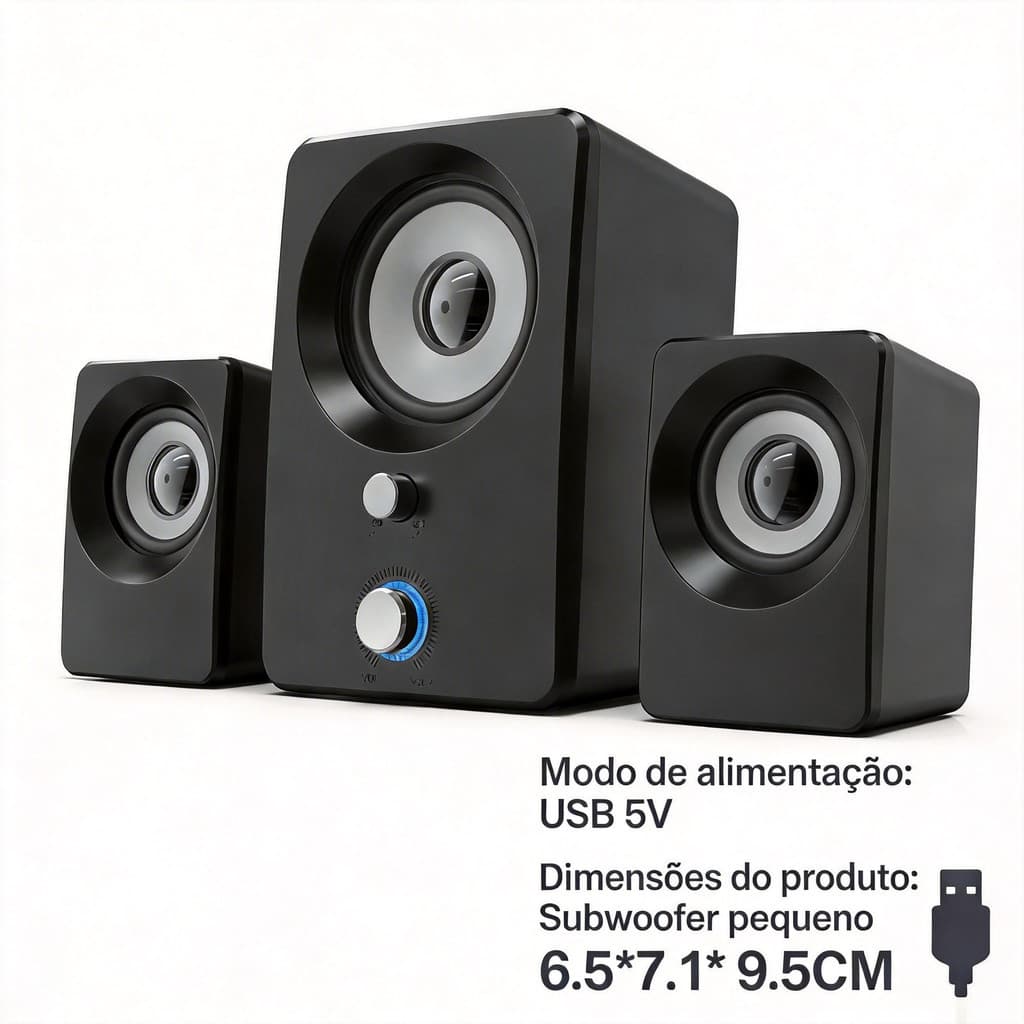 Sistema de alto-falantes multimídia para computadores desktop domésticos com subwoofer. para Desktop E-1304