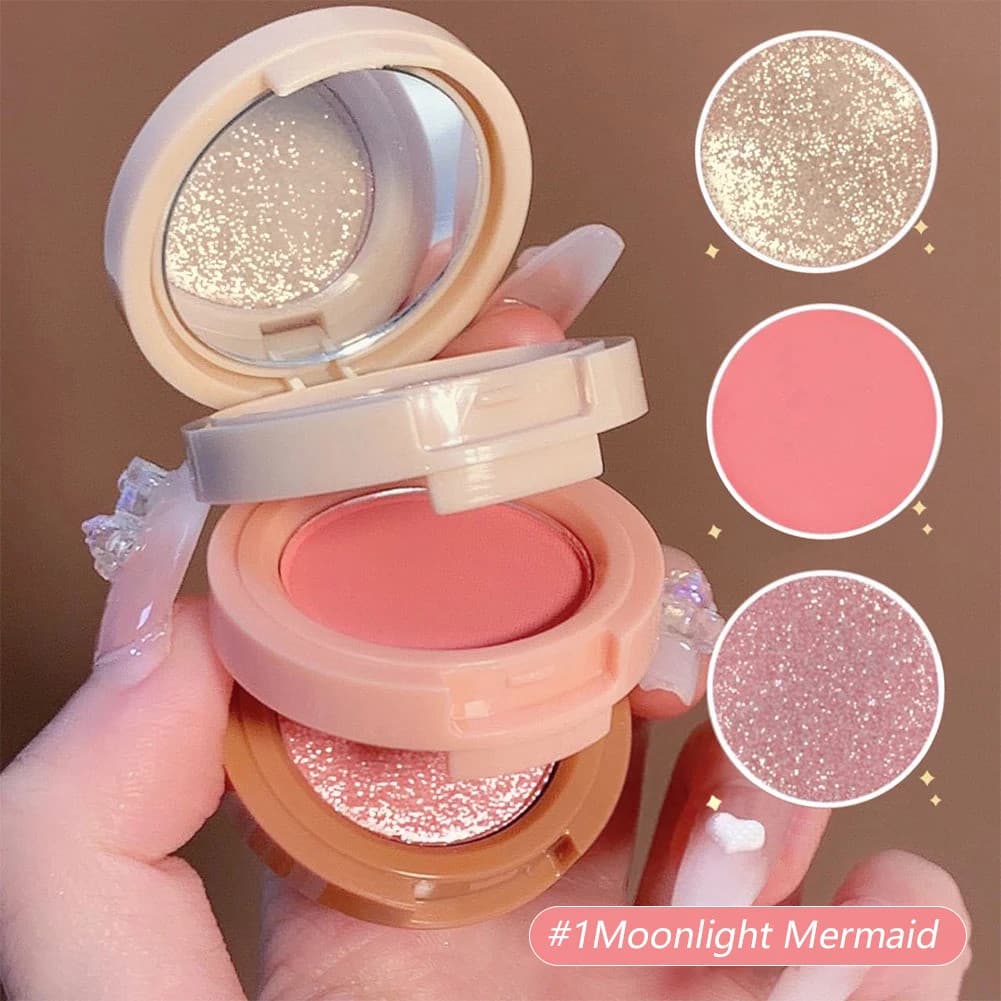 Paleta de Maquiagem 3 em 1 com Iluminador Matte, Blush Perolado, Sombra para Olhos e Cosméticos Faciais, Maquiagem Femin