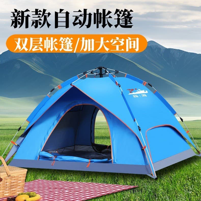Barraca de dupla camada ao ar livre portátil automática abertura rápida acampamento jantar viagem à prova de chuva parqu
