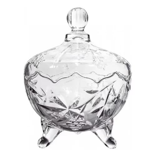 Potiche Bomboniere Grande Decorativo Em Vidro C/ Pé Tampa Transparente - Dagia
