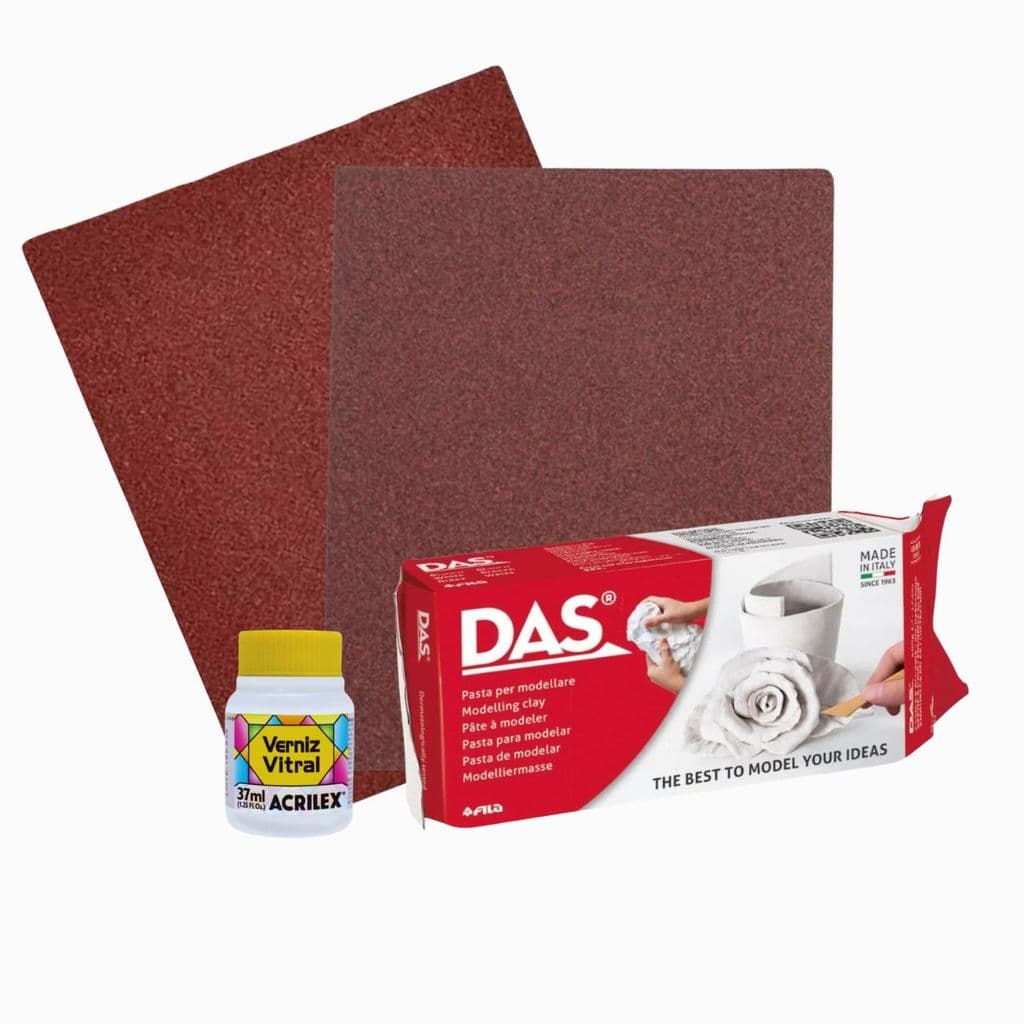 1 Massa DASCerâmica Fria Branca 500G + 2 Lixas + VERNIZ 37ml