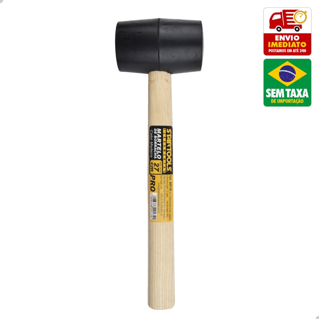 Martelo De Borracha Preto 27 Cm Marreta Martelinho Piso Macete StarTools AR0120