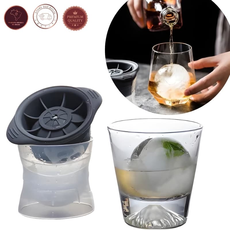 Forma de Gelo Bola Esfera Silicone 6cm para Whisky e Drinks – Gelo Grande Premium