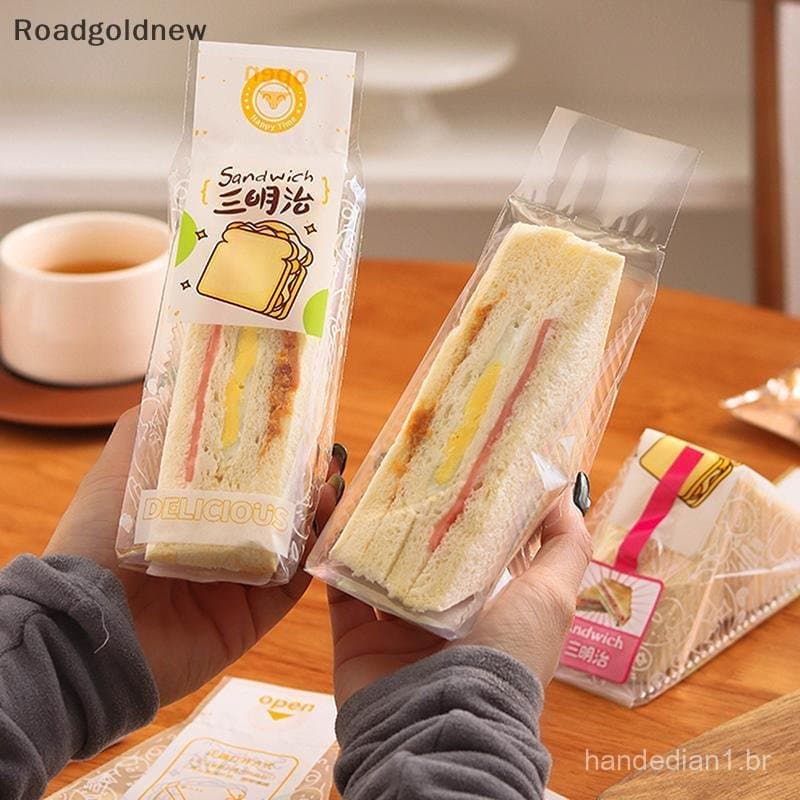RGN 100 Peças Sacos Triangulares Transparentes Para Embalagem De Plástico Sanduíche , Pão , Decoração De Festa De Aniver
