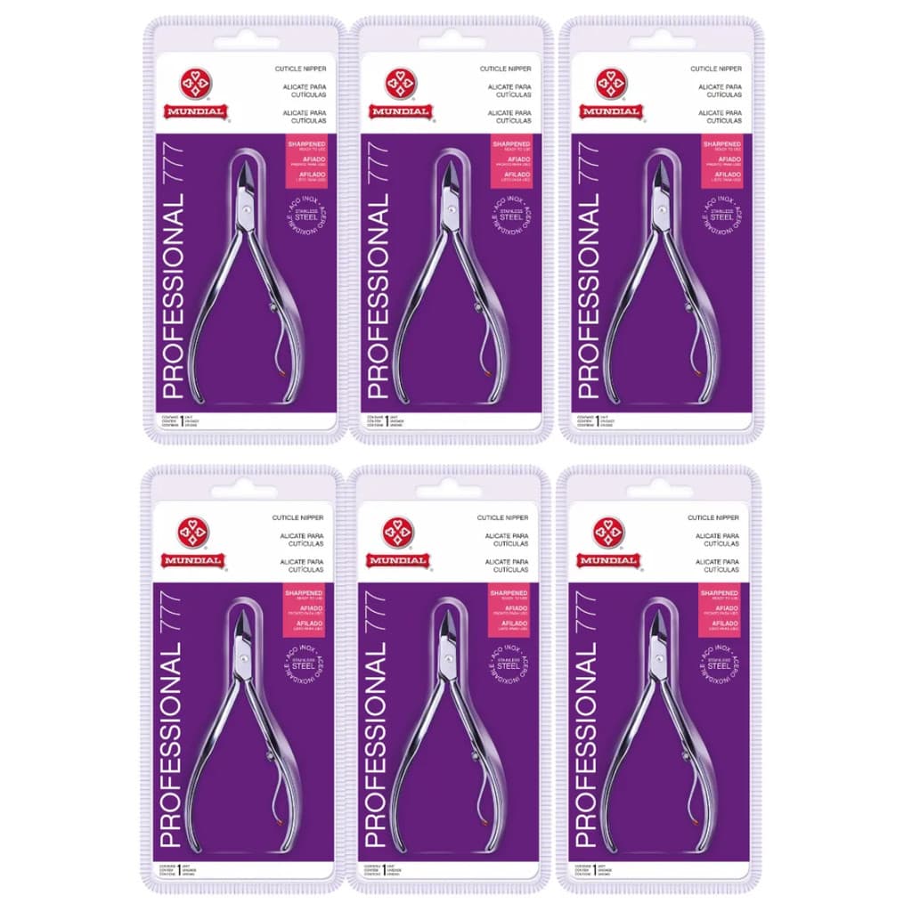 Kit c/ 6 Alicates Cutícula 777 Professional Aço Inox Mundial