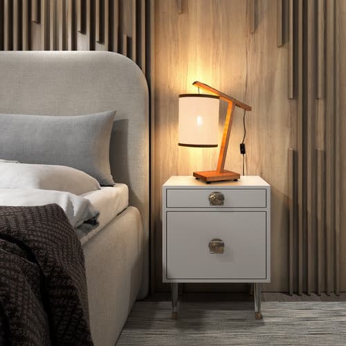 Luminária De Mesa Dmob Aurora - Com Cupula Em Palha Natural Marrom Palha Natural 127/220v