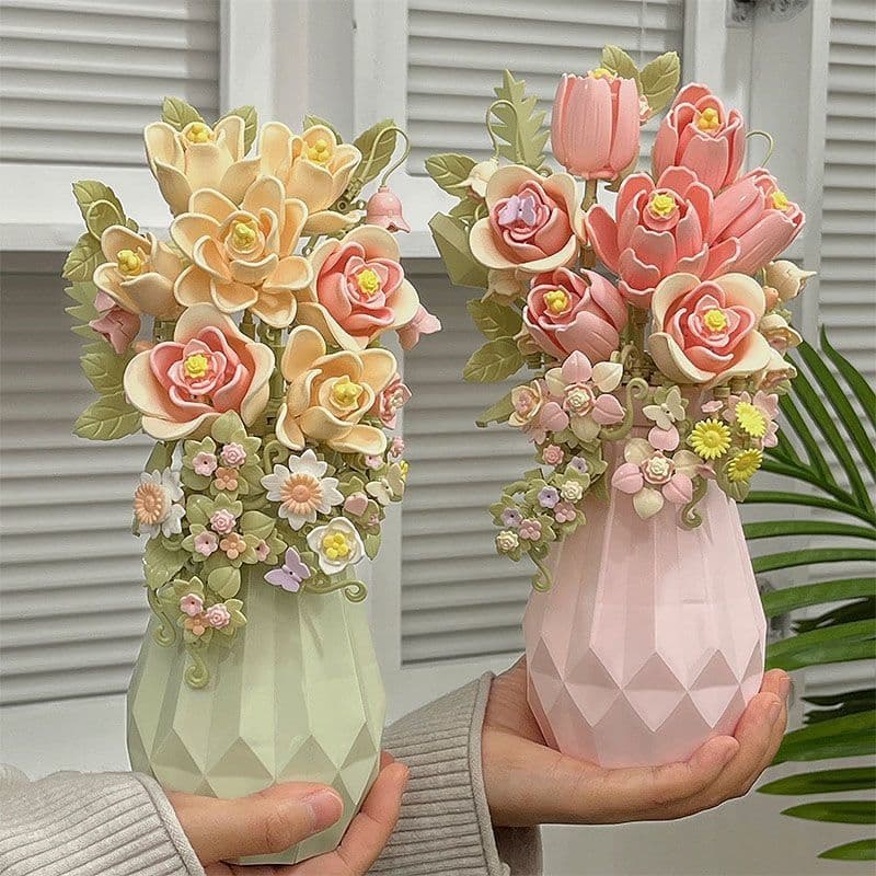 Blocos de construção montagem de flores preservadas preservadas gardênia tulipa romântico novo estilo presentes para men