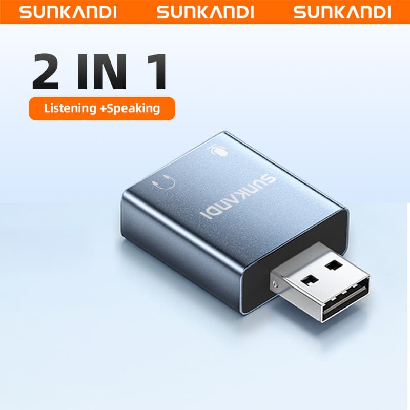 SUNKANDI 3.5mm USB/Tipo-C Aux Microfone Adaptador De Áudio Estéreo Placa De Som HUB Micro Conversor 7.1 Mono Para Comput