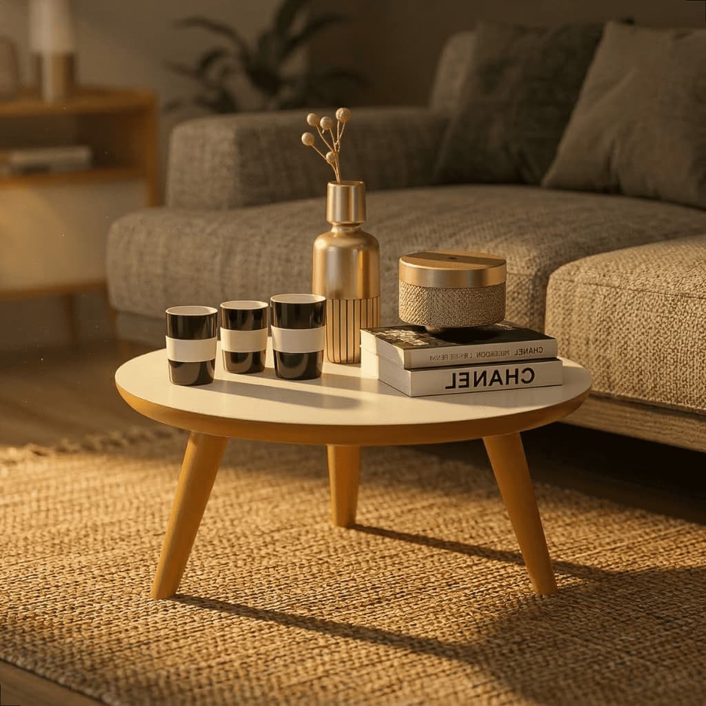 Mesa De Centro De Decoração Retro Para Sala Em Pés PVC Cor Caramelo