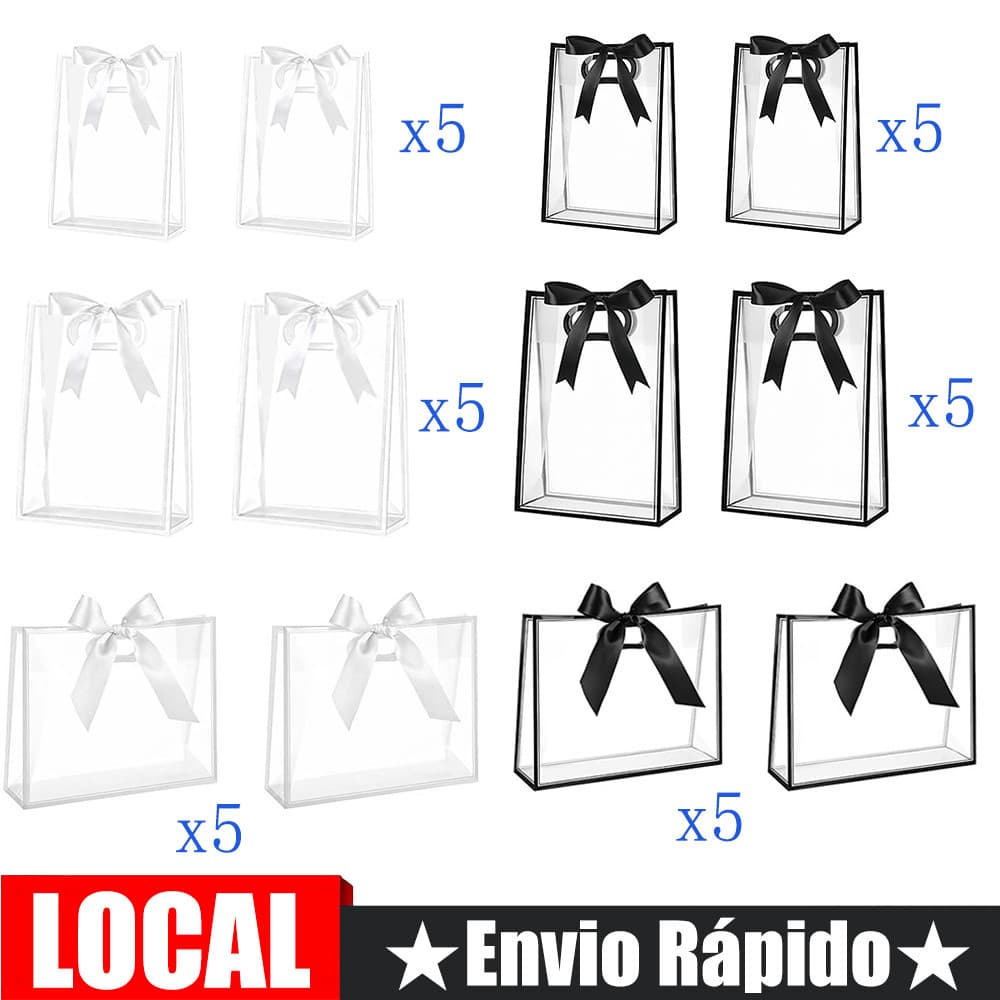 Usado para feriados, presentes de festa sacola transparente conjunto de 10 peças