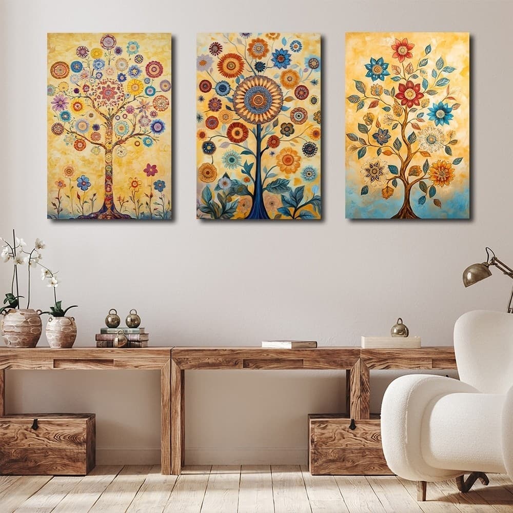 Quadros Decorativos a óleo Vaso de flores Árvore Decoração de casa Sala de estar Quarto Escritório Arte de parede