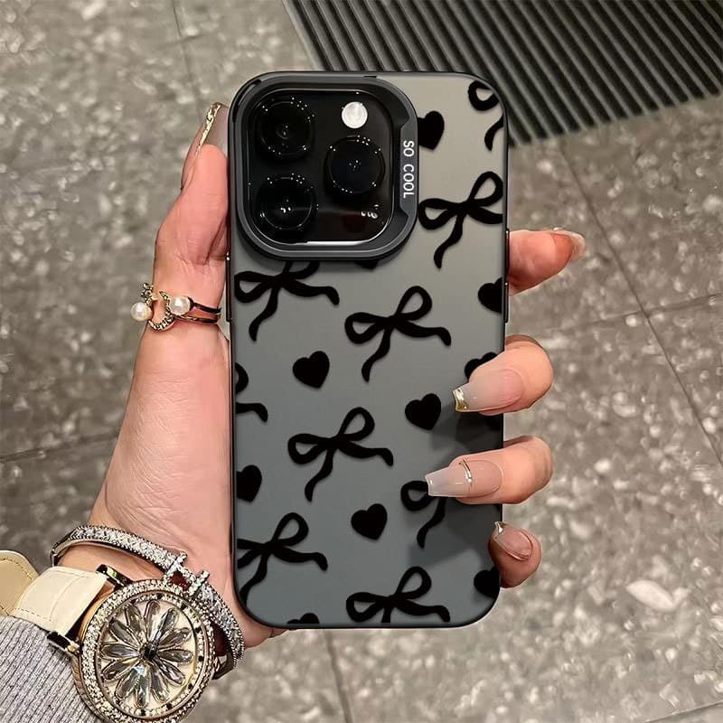 Capinha Para iphone 13 11 12 14 15 16 17 pro max 16E 17 AIR 7 8 plus XS XR XS MAX Padrão de laço e coração