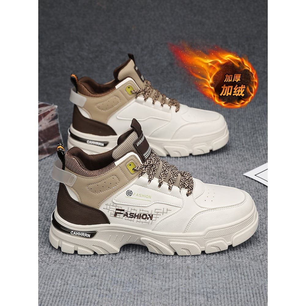 Sapatos masculinos de cano alto 2026 novo estilo inverno lã-velo quente dois sapatos de algodão masculino Martin botas c