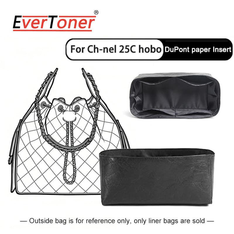 EverToner DuPont Saco De Inserção De Papel Para Ch-nel 25C Hobo Organizador De Forro Leve Bolsa Interna Branca/Preta