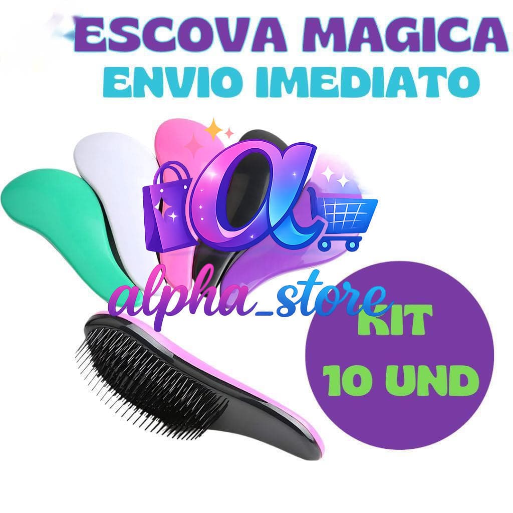 Kit 10 - Escovas Mágicas pra cabelo - Anti Frizz - De Desembaraçar Cabelo cores sortidasLYD6