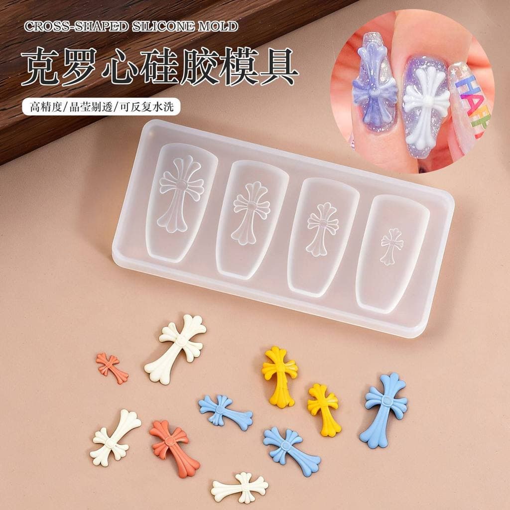 Molde de Silicone para Manicure, corvo, coração, Scout, flor, cruz, tridimensional, esculpido, estrela, coração, decoraç