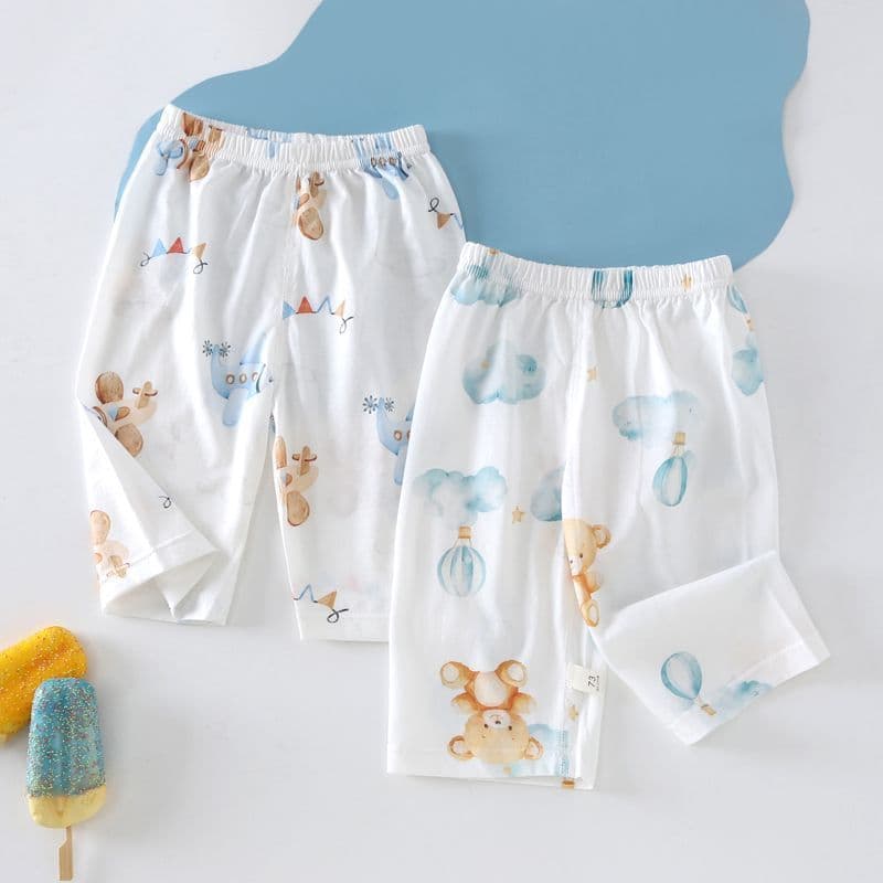 Calças Mosquito do bebê verão estilo fino calças do bebê crianças puro desossado calças casuais 1-3 anos de idade menino