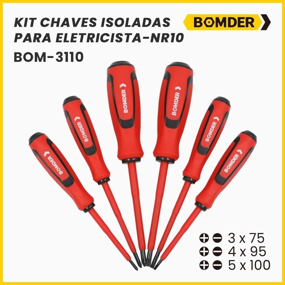 Kit de Chaves Isoladas para Eletricista NR10 – BOM-3110