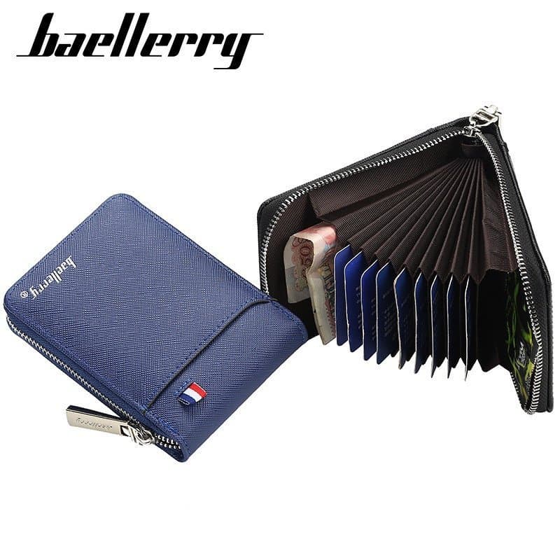 Carteira de homem moderno Baellery Zíper para porta Rfid/multi-cartão